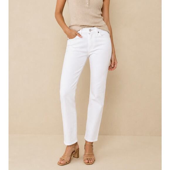 7 For All Mankind Denim - 7 For All Mankind Kimmie White Mid Rise Slim Straight Jeans Size 27
